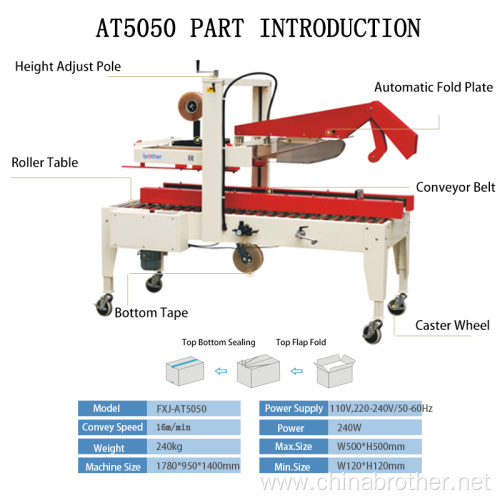 Semi Automatic Top Flap Fold Taping Carton Sealer